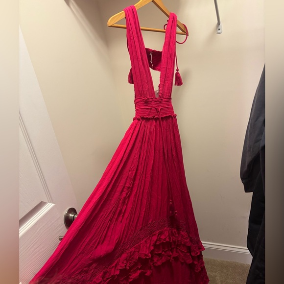 NWT Free People Santa Maria Maxi Pink Dress Size M Flow Ruffles Lace Detail - Picture 11 of 14